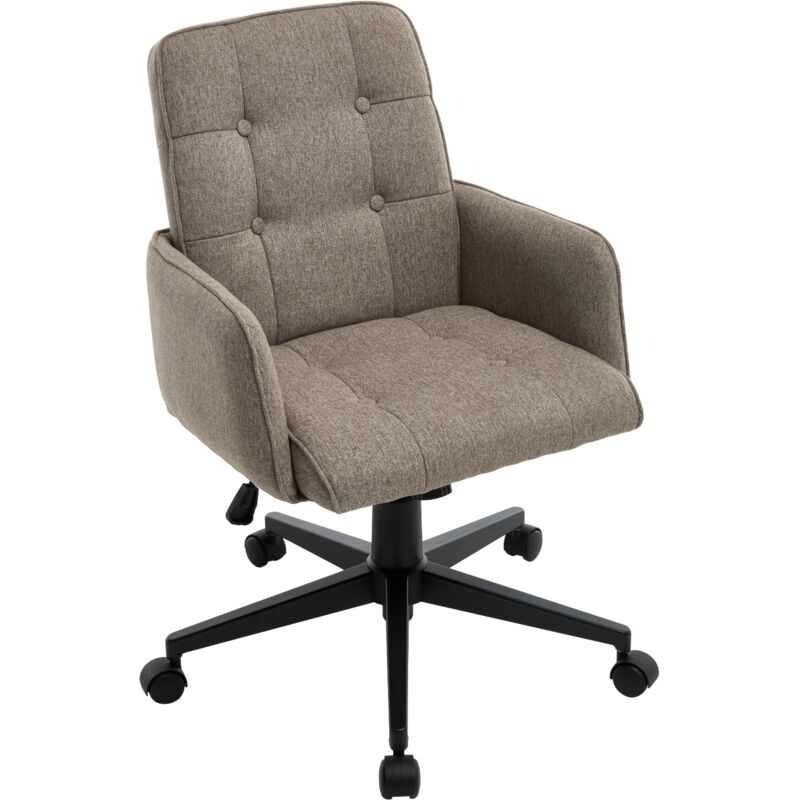 CHAIRUS Office Chair in Linen Upholstered Modern Desk Chair Height Adjustable Swivel Chair with Wheels for Home Office Bedroom Workplace, Brown