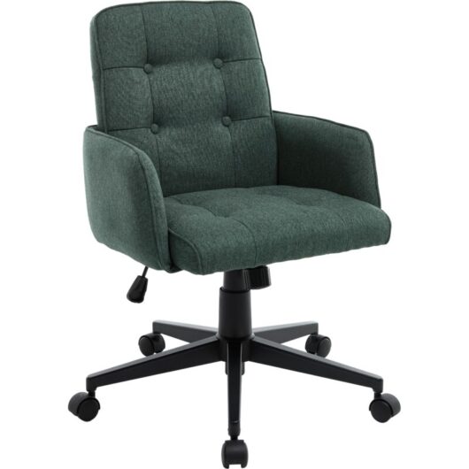 CHAIRUS Office Chair in Linen Upholstered Modern Desk Chair Height Adjustable Swivel Chair with Wheels for Home Office Bedroom Workplace, Green
