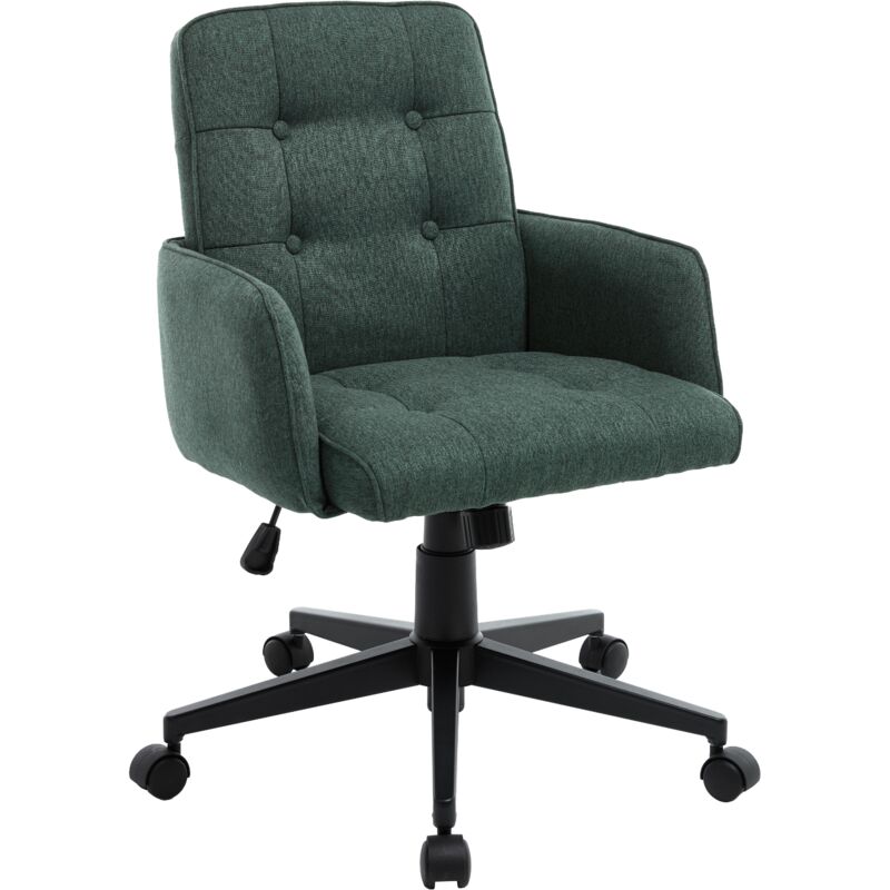 CHAIRUS Office Chair in Linen Upholstered Modern Desk Chair Height Adjustable Swivel Chair with Wheels for Home Office Bedroom Workplace, Green