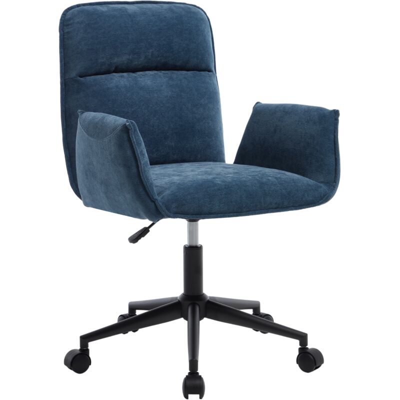 CHAIRUS Office Chiars Chenille Upholstered 360°Swivel Desk Chiar Height Adjustable Task Chair with Wheels for Home Office Workplace, Blue