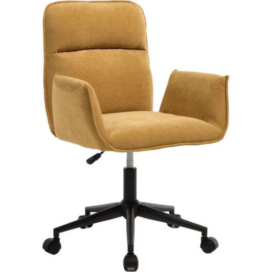 CHAIRUS Office Chiars Chenille Upholstered 360°Swivel Desk Chiar Height Adjustable Task Chair with Wheels for Home Office Workplace, Yellow