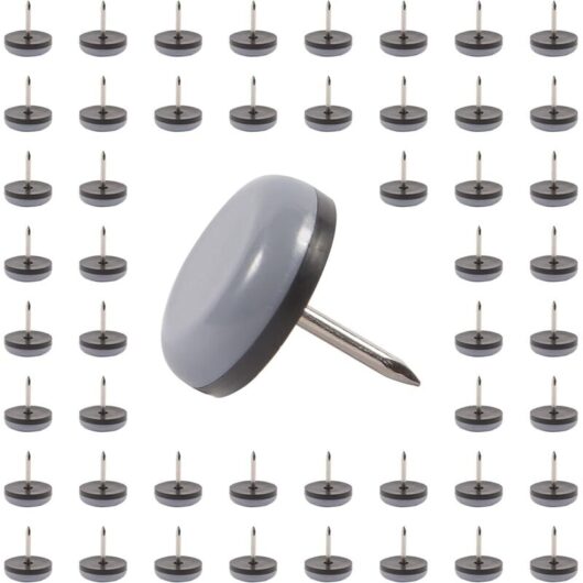 Chair leg glides. Pack of 50 19mm glides, easy to install on chair legs, for indoor use to protect floors from table legs.