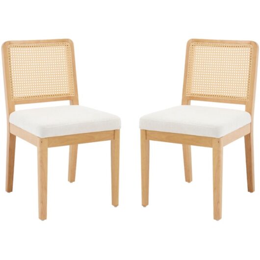 Chairus Dining Chairs 2Pcs in Chenille Upholstered Side Chairs Retro Rustic Chairs in Wood Frame for Kitchen Restaurant, Beige