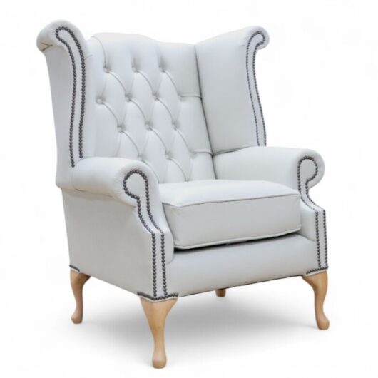 Chesterfield Queen Anne High Back Wing Chair Seely Leather