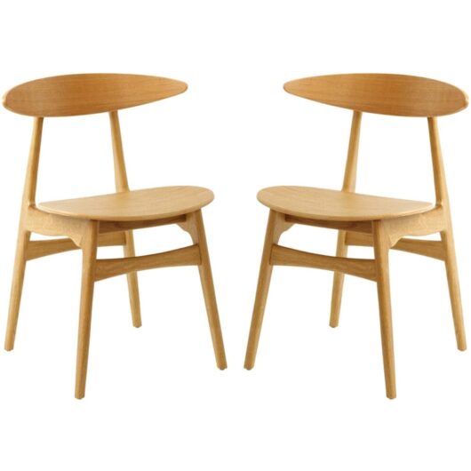 Clynnog Natural Oak Wooden Side Dining Chairs In Pair