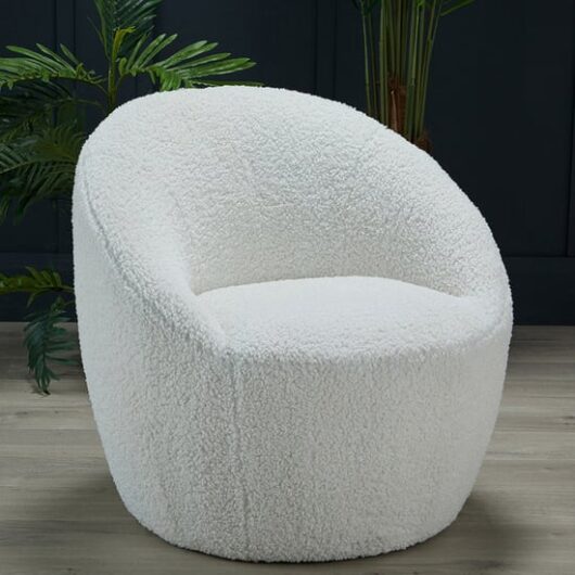 Cocoons Boucle Fabric Bedroom Chair In Off White
