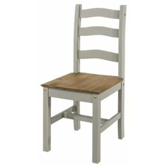 Corona Dining Chair - Set of 2 - Pine - L48 x W41.5 x H100 cm - Grey Waxed Pine