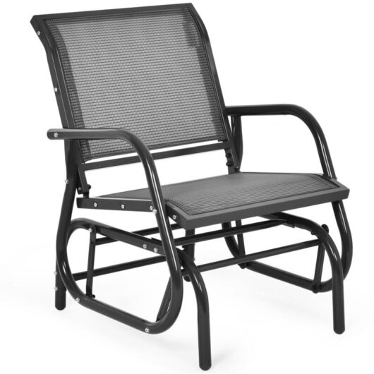 Costway - Garden Glider Chair Metal Frame Armchair Swing Rocking Chair Outdoor Indoor