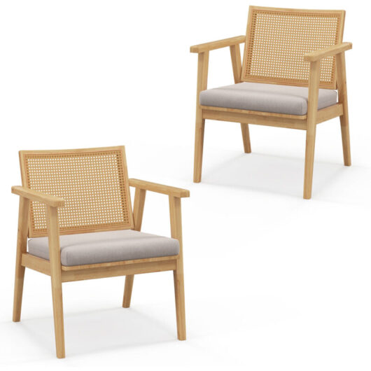 Costway - Modern Accent Chair Solid Wood Arm Chair Living Room Modern Leisure Chair