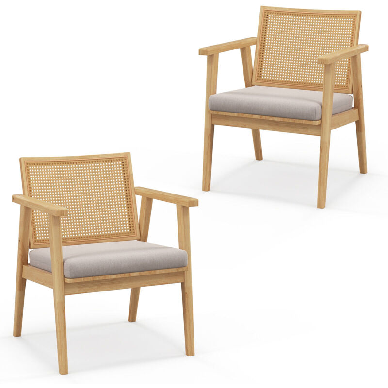 Costway - Modern Accent Chair Solid Wood Arm Chair Living Room Modern Leisure Chair