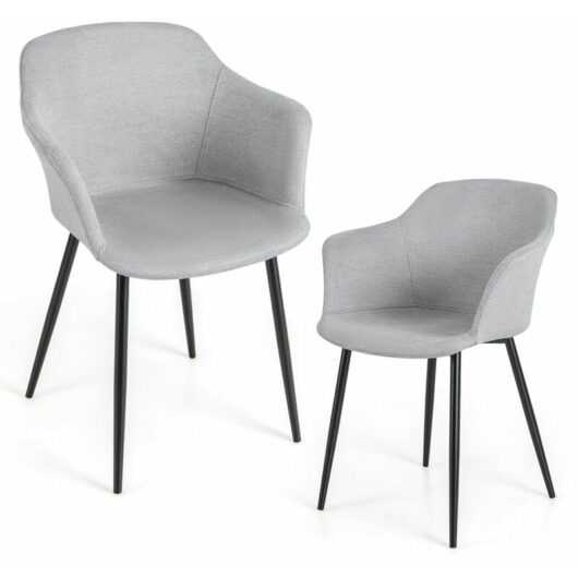 Costway - Set of 2 Dining Chairs Upholstered Armless Accent Chair With Ergonomic Backrest