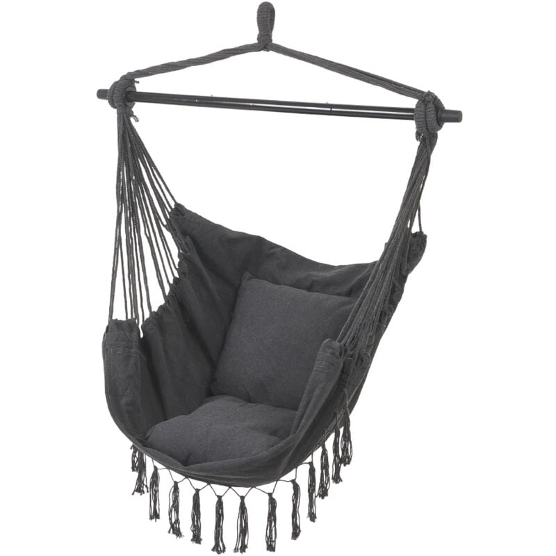 Dark Grey Garden Hanging Canvas Hammock Swing Chair