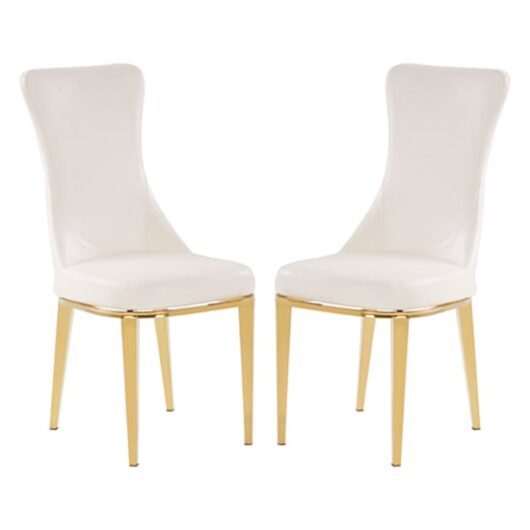 Denebola White PU Leather Dining Chair In A Pair