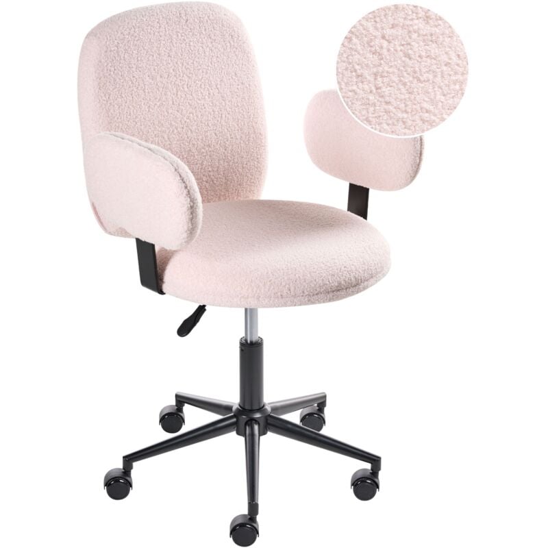 Desk Chair MORAGA Boucle Pastel Pink