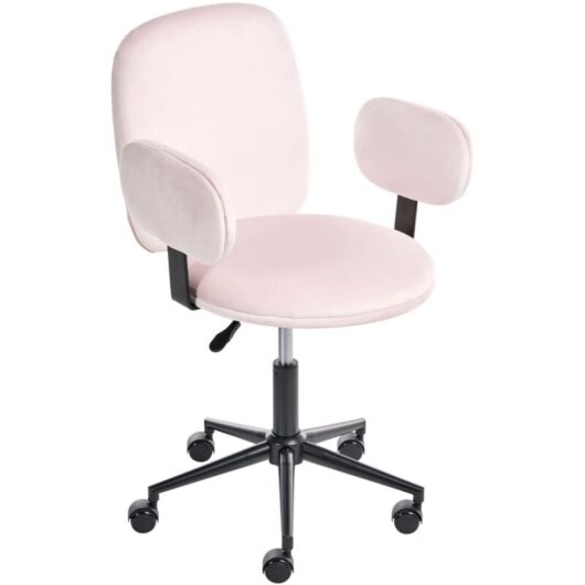 Desk Chair MORAGA Velvet Pastel Pink