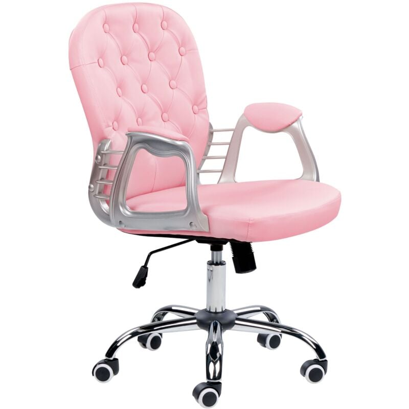 Desk Chair PRINCESS Faux Leather Pink
