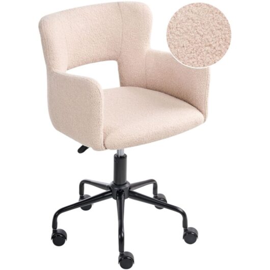 Desk Chair SANILAC Boucle Beige