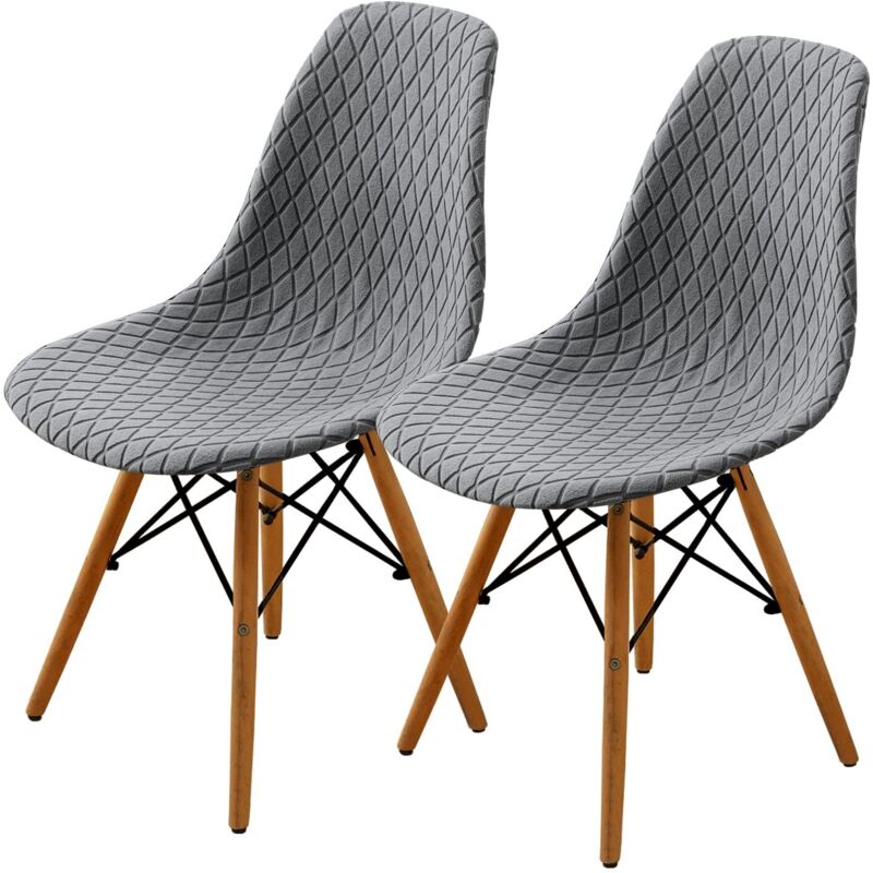 Dining Chair Cover Set 2/4/6, Fashion Dining Chair Shell Medieval Modern Dining Room Seat Cover (Light Grey, 2 Pieces)