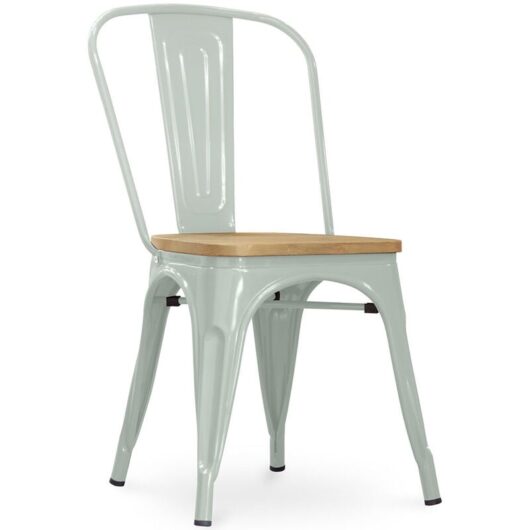 Dining Chair - Industrial Design - Steel and Wood - New Edition - Stylix Pale green