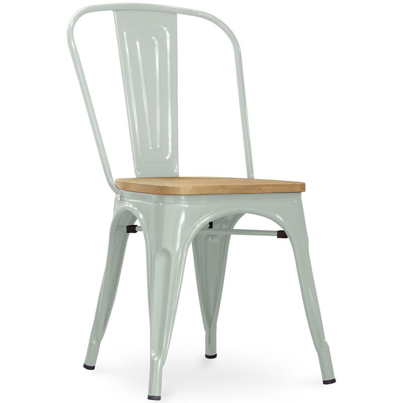 Dining Chair - Industrial Design - Steel and Wood - New Edition - Stylix Pale green