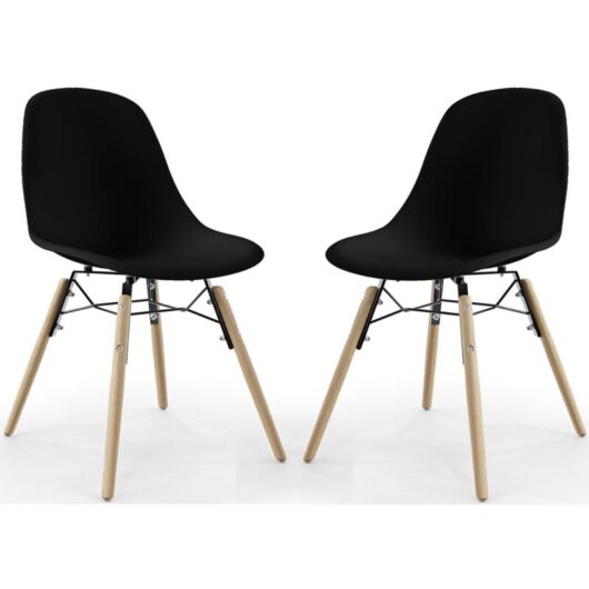 Dining Chair - Scandinavian Design - Wooden Legs - Pack of 2 - Skögur Black