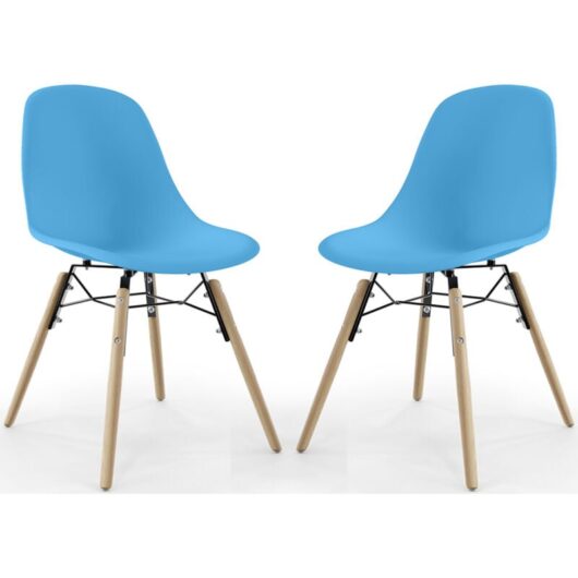Dining Chair - Scandinavian Design - Wooden Legs - Pack of 2 - Skögur Blue