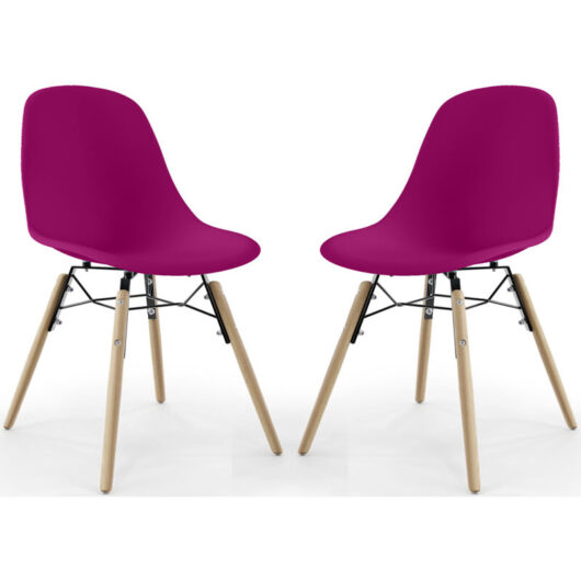 Dining Chair - Scandinavian Design - Wooden Legs - Pack of 2 - Skögur Mauve
