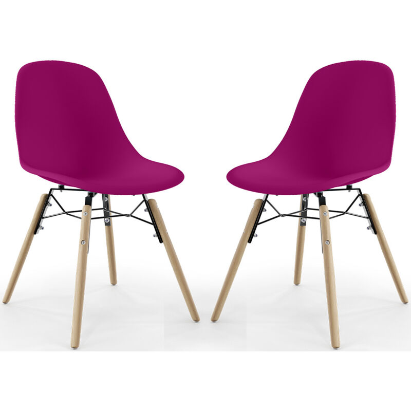 Dining Chair - Scandinavian Design - Wooden Legs - Pack of 2 - Skögur Mauve