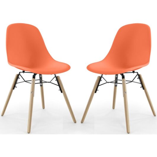 Dining Chair - Scandinavian Design - Wooden Legs - Pack of 2 - Skögur Orange