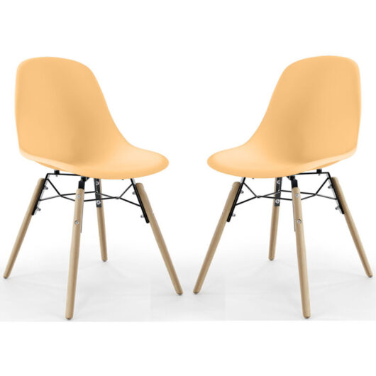 Dining Chair - Scandinavian Design - Wooden Legs - Pack of 2 - Skögur Pastel orange