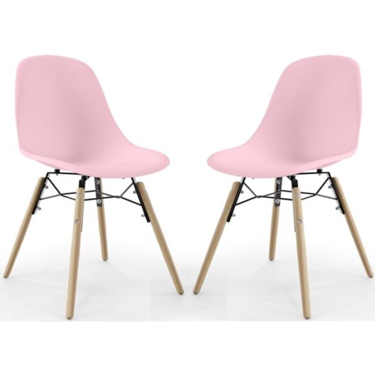 Dining Chair - Scandinavian Design - Wooden Legs - Pack of 2 - Skögur Pastel pink
