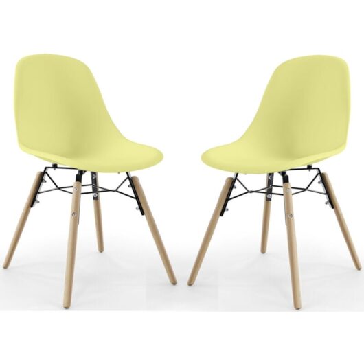 Dining Chair - Scandinavian Design - Wooden Legs - Pack of 2 - Skögur Pastel yellow