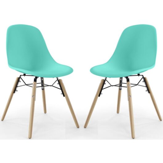 Dining Chair - Scandinavian Design - Wooden Legs - Pack of 2 - Skögur Turquoise