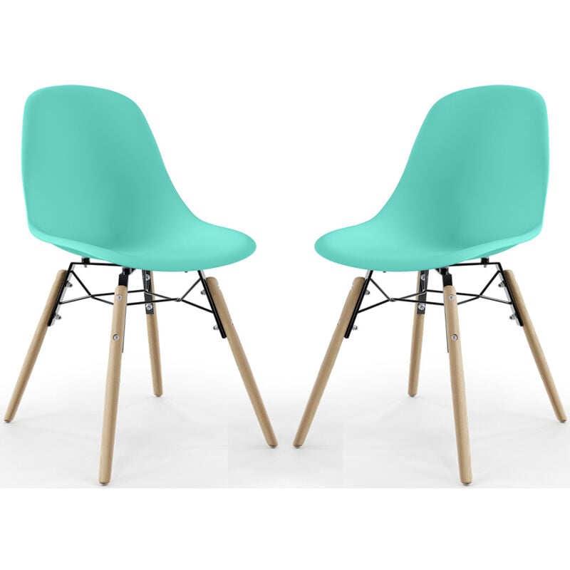 Dining Chair - Scandinavian Design - Wooden Legs - Pack of 2 - Skögur Turquoise