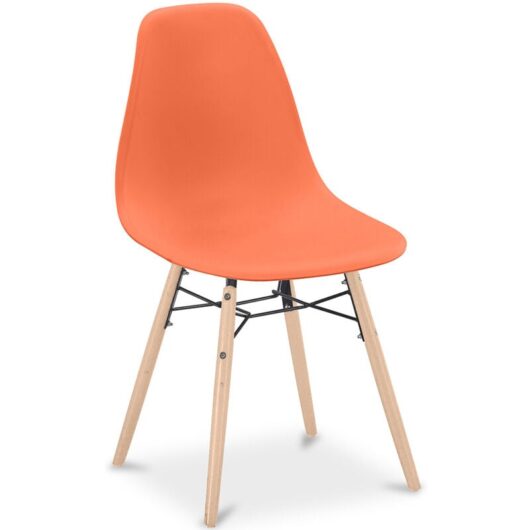 Dining Chair - Scandinavian Design - Wooden Legs - Skögur Orange