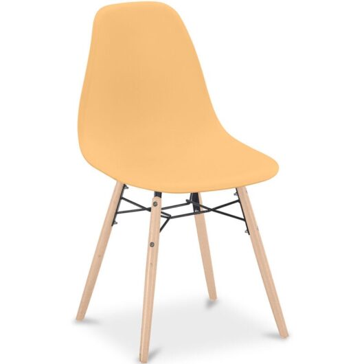 Dining Chair - Scandinavian Design - Wooden Legs - Skögur Pastel orange