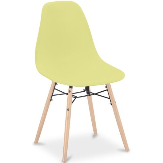 Dining Chair - Scandinavian Design - Wooden Legs - Skögur Pastel yellow