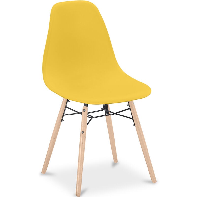 Dining Chair - Scandinavian Design - Wooden Legs - Skögur Yellow