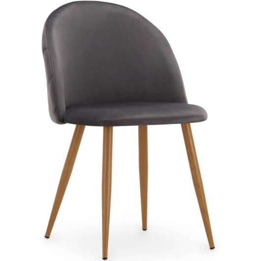 Dining Chair - Upholstered in Velvet - Backrest with Pattern - Evelyne Dark grey