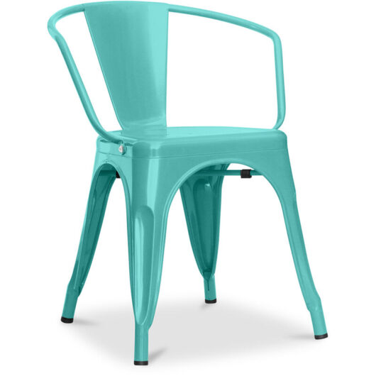 Dining Chair with Armrests - Industrial Design - Steel - New Edition - Stylix Pastel green