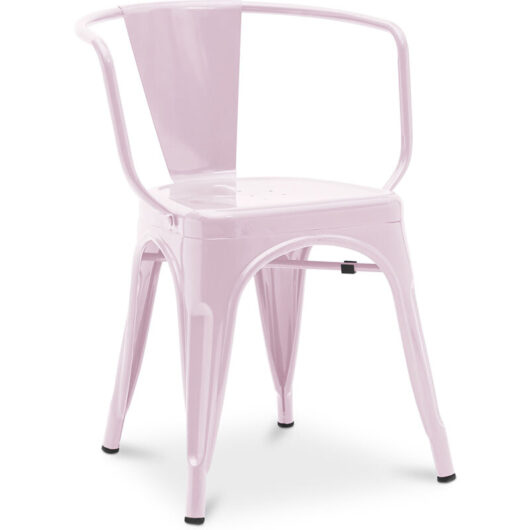Dining Chair with Armrests - Industrial Design - Steel - New Edition - Stylix Pastel pink