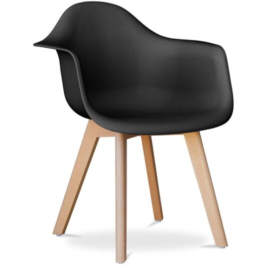 Dining Chair with Armrests - Scandinavian Style - Dominic Black