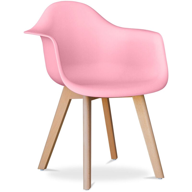Dining Chair with Armrests - Scandinavian Style - Dominic Pink