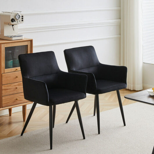 Dining Chairs 2x Kitchen Dining Chairs Velvet, Reception Chairs Armchairs, Black