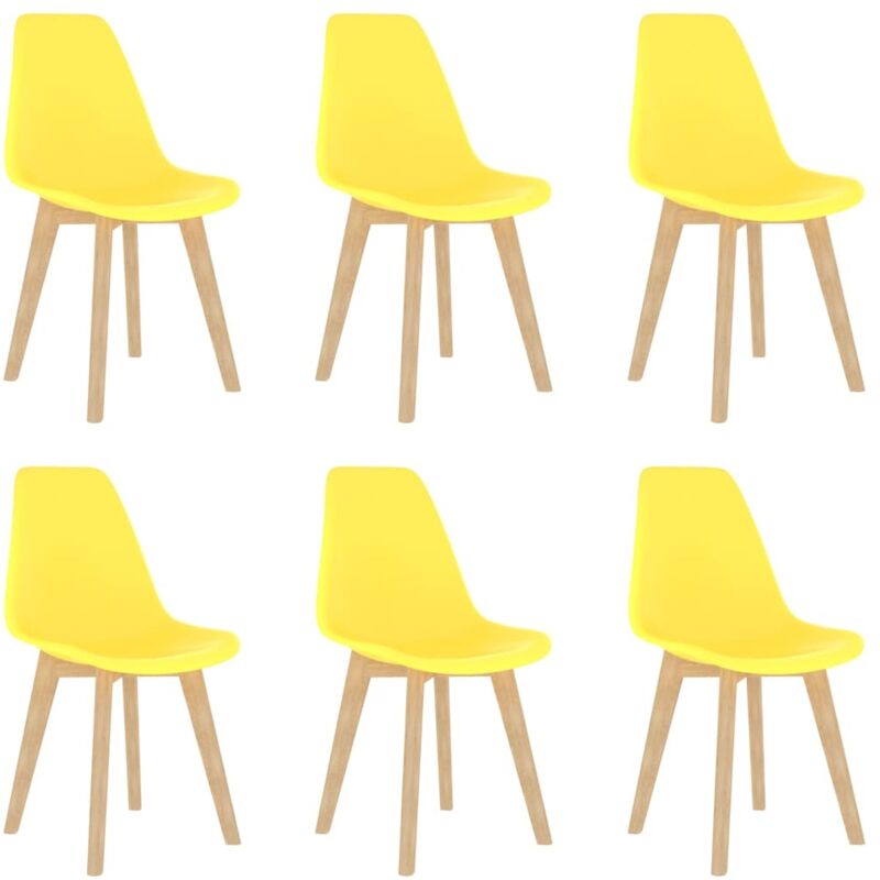Dining Chairs 6 pcs Yellow Plastic Vidaxl
