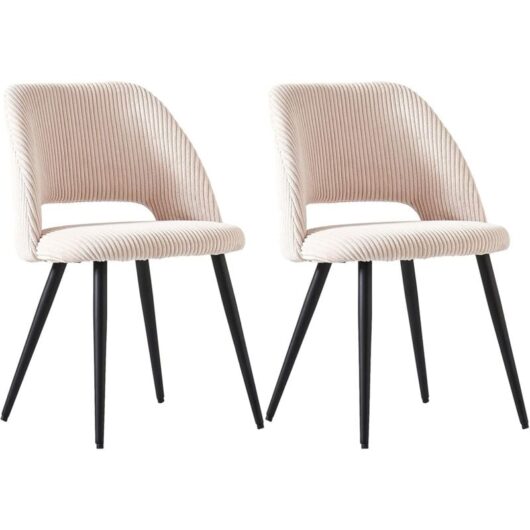 Dining Chairs Set of 2 Velvet Kitchen Counter Chairs with Booster Padded Seat Strong Black Metal Legs Backrest for Living Room Bedroom,Beige