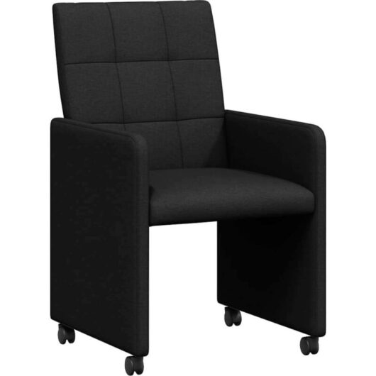 Dining Chairs with Wheels 2 pcs Black 58 x 65 x 94 cm Fabric vidaXL