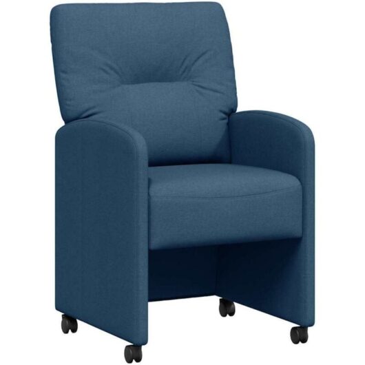 Dining Chairs with Wheels 2 pcs Blue 57 x 67 x 95 cm Fabric vidaXL