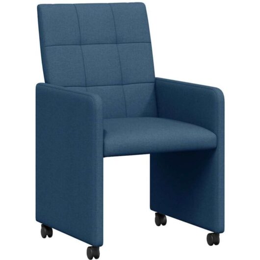 Dining Chairs with Wheels 2 pcs Blue 58 x 65 x 94 cm Fabric vidaXL