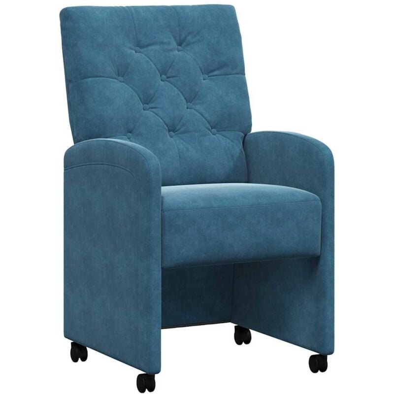 Dining Chairs with Wheels 2 pcs Blue 58 x 67 x 97 cm Velvet vidaXL